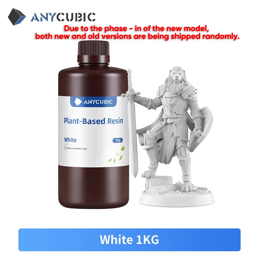 ANYCUBIC ECO UV Resin 1KG – 405nm Plant-Based Photopolymer for LCD 3D Printers (Low Odor, High Precision, Quick Curing)