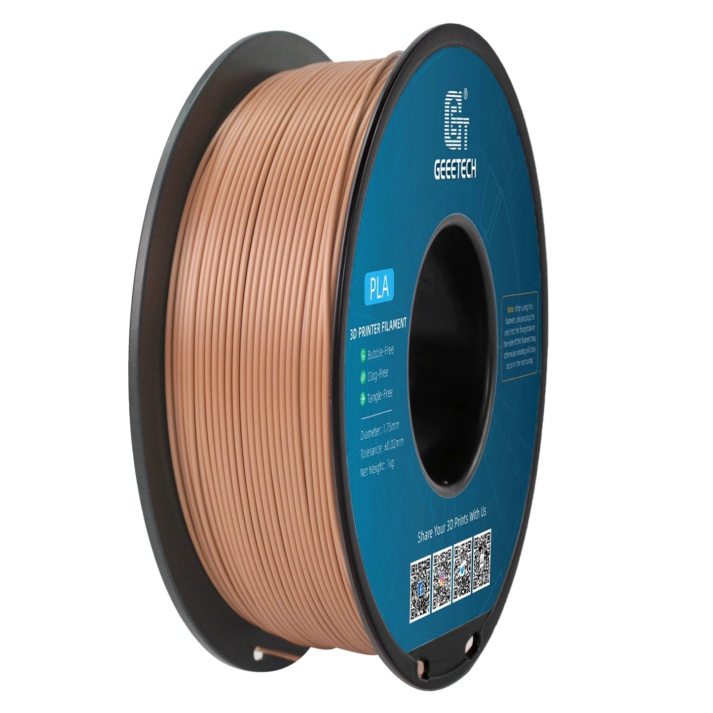 Geeetech Standard PLA Filament – 1.75mm, 1KG (2.2 lbs) Spool – ±0.03mm Accuracy