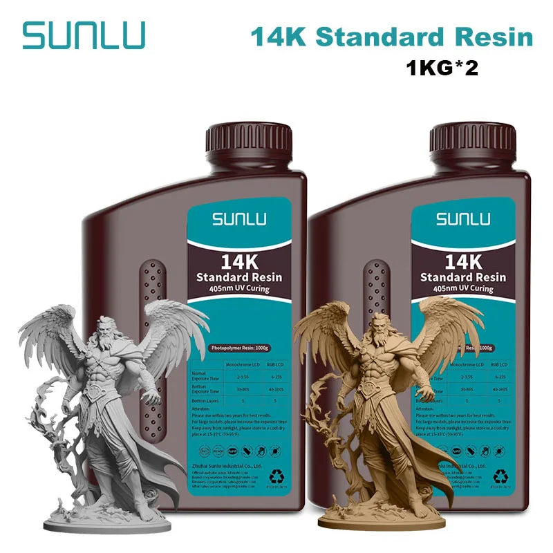 SUNLU 14K Standard Resin 405nm UV for LCD 3D Printers – 2KG Pack (1KG x 2 Bottles)