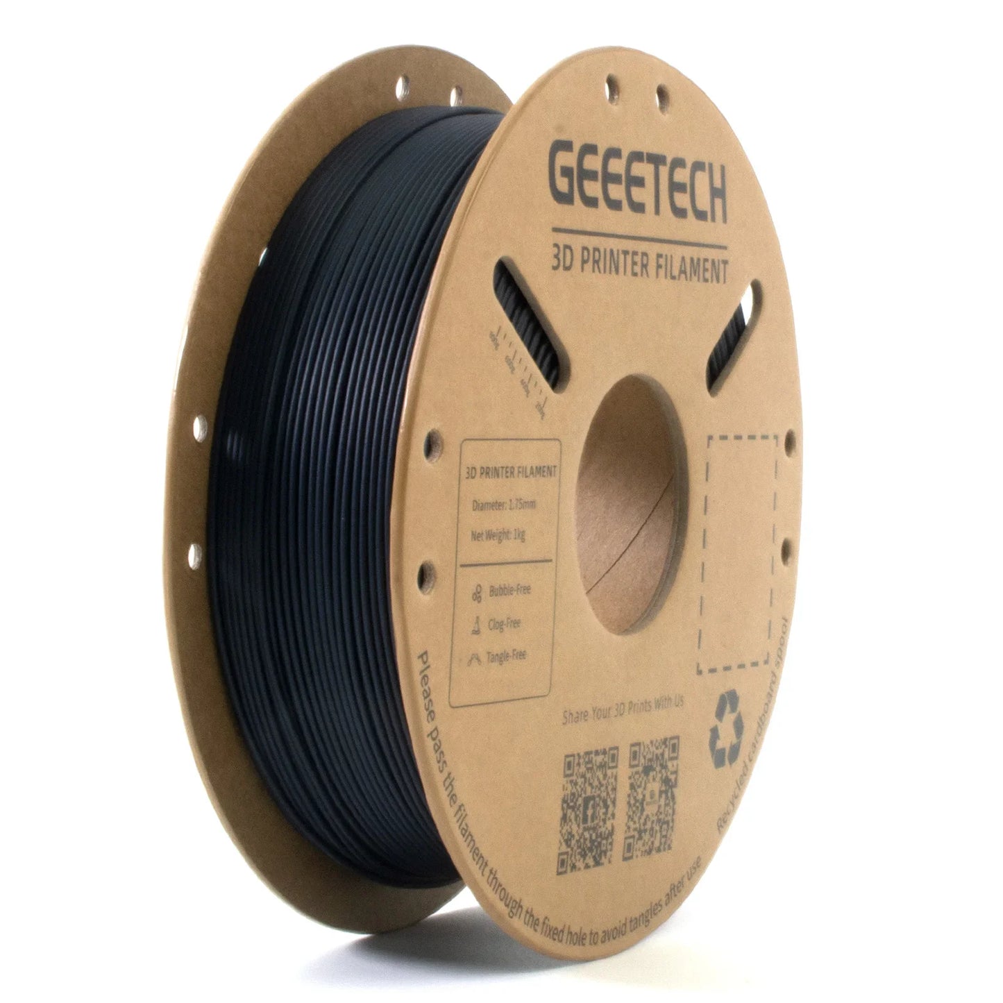 Geeetech Carbon Fiber PLA Filament – 1.75mm, 1KG (2.2 lbs) Spool – Reinforced for Strength & Stability