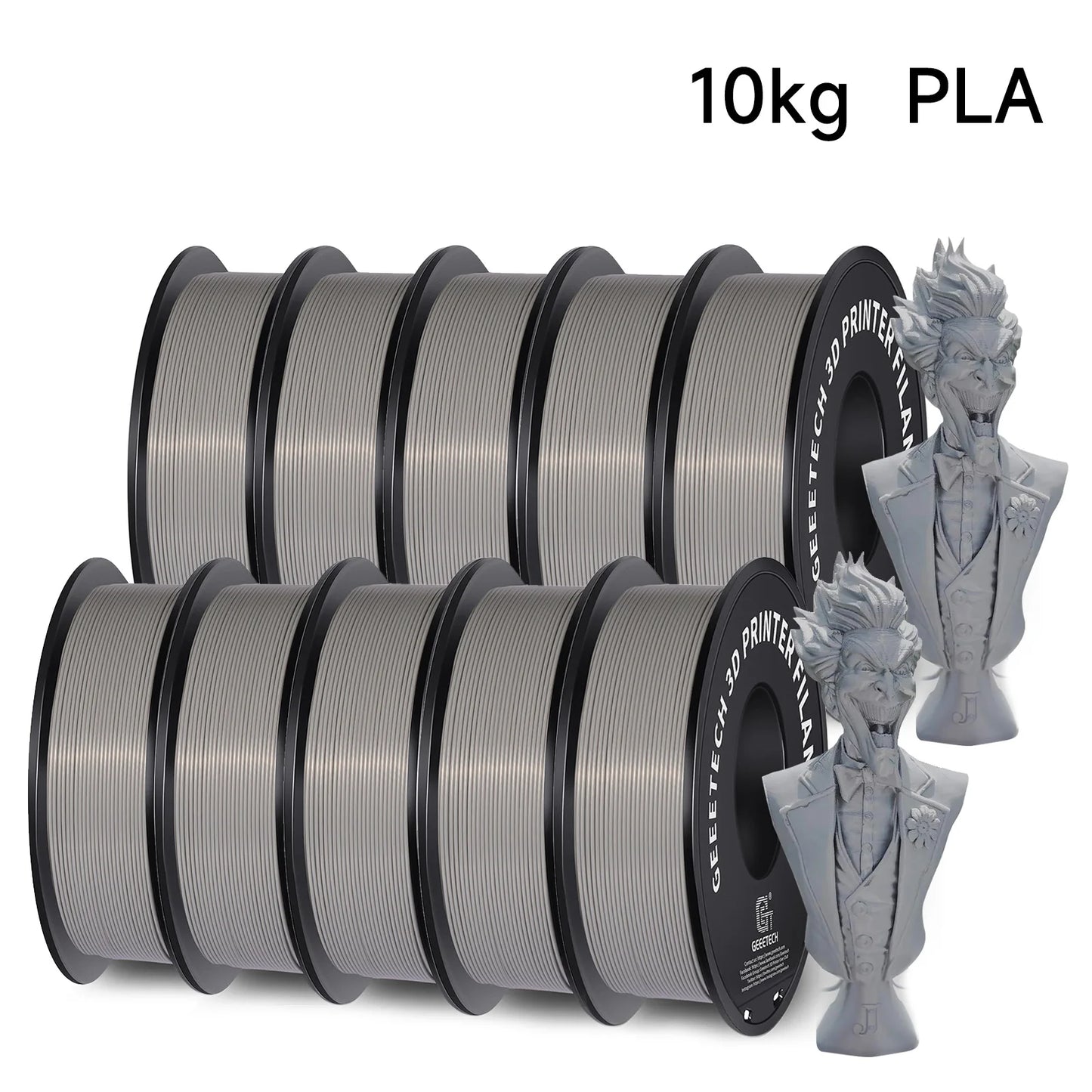 Geeetech Standard PLA Filament – 10KG Bulk Pack (10 × 1KG Spools, 1.75mm) – Tangle-Free, ±0.03mm Accuracy