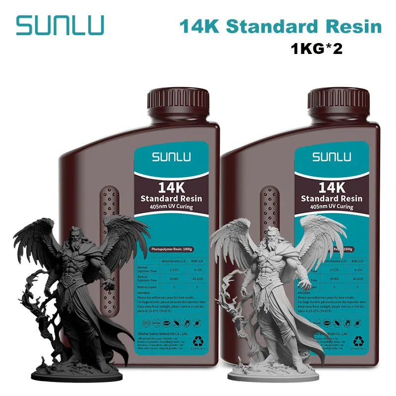 SUNLU 14K Standard Resin 405nm UV for LCD 3D Printers – 2KG Pack (1KG x 2 Bottles)
