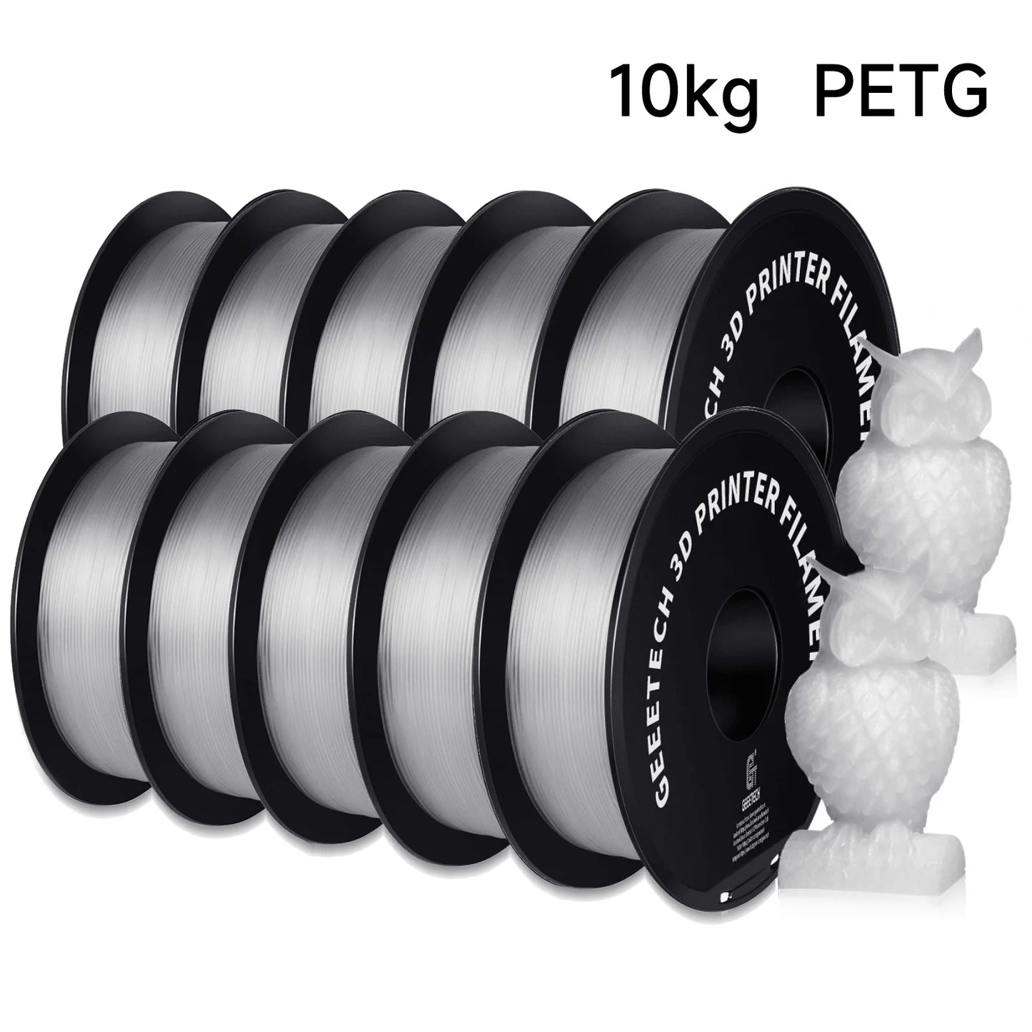 Geeetech PETG Filament – 10KG Bulk Pack (10 × 1KG Spools, 1.75mm) – Strong, Glossy & Warp-Resistant