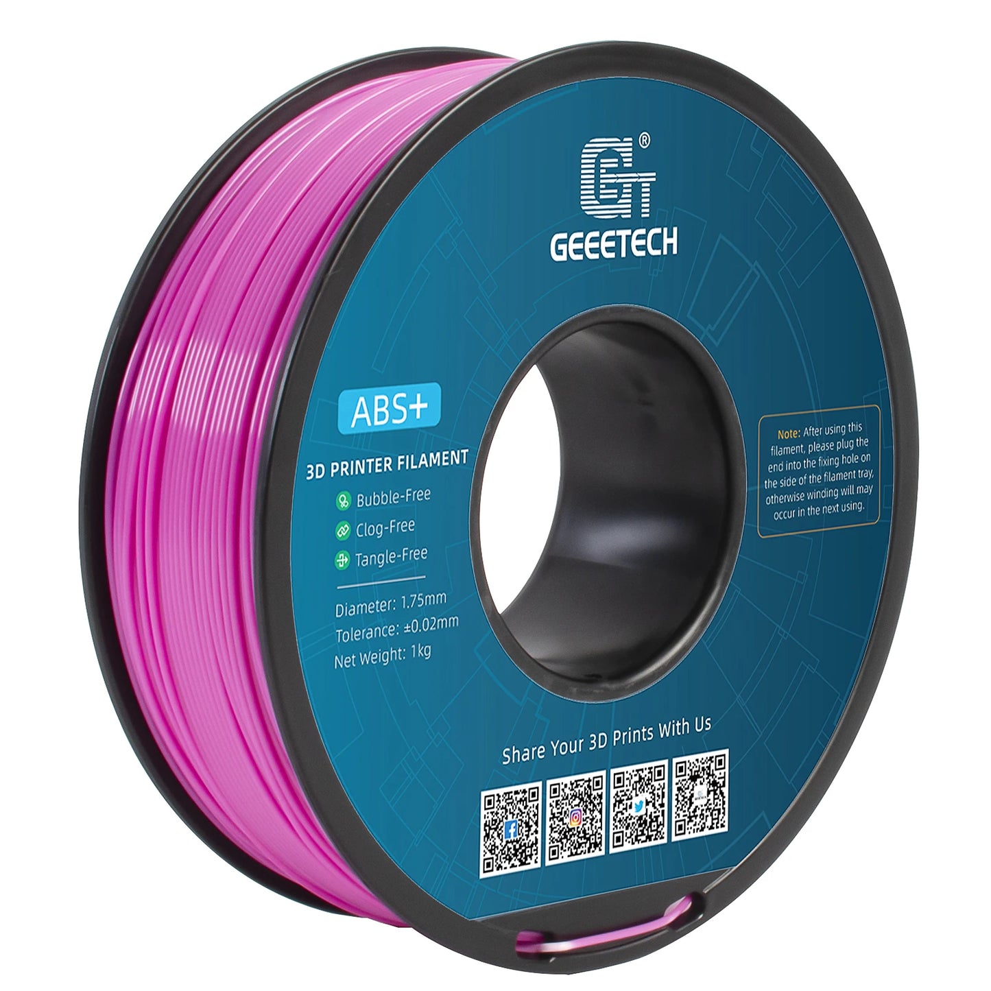 Geeetech ABS Filament – 1.75mm, 1KG (2.2 lbs) Spool – Tangle-Free & Durable