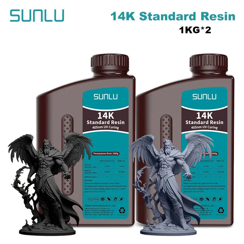 SUNLU 14K Standard Resin 405nm UV for LCD 3D Printers – 2KG Pack (1KG x 2 Bottles)