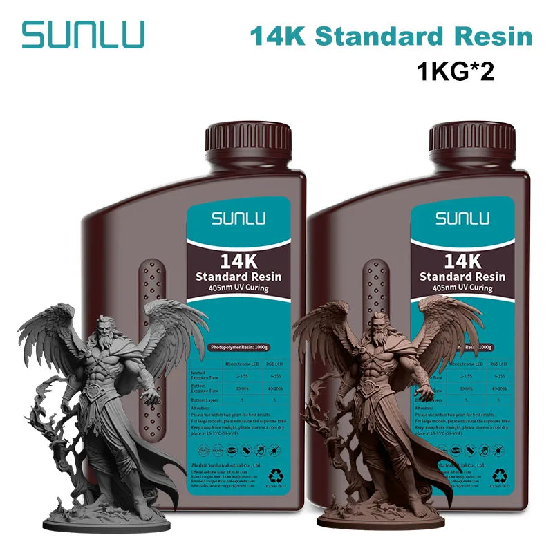 SUNLU 14K Standard Resin 405nm UV for LCD 3D Printers – 2KG Pack (1KG x 2 Bottles)