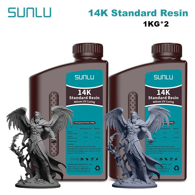 SUNLU 14K Standard Resin 405nm UV for LCD 3D Printers – 2KG Pack (1KG x 2 Bottles)