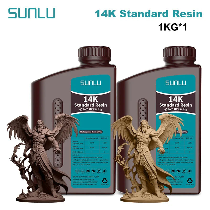 SUNLU 14K Standard Resin 405nm UV for LCD 3D Printers – 2KG Pack (1KG x 2 Bottles)