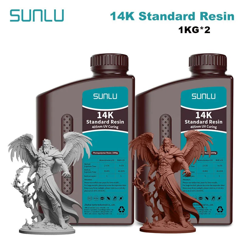SUNLU 14K Standard Resin 405nm UV for LCD 3D Printers – 2KG Pack (1KG x 2 Bottles)