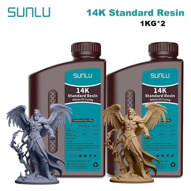 SUNLU 14K Standard Resin 405nm UV for LCD 3D Printers – 2KG Pack (1KG x 2 Bottles)