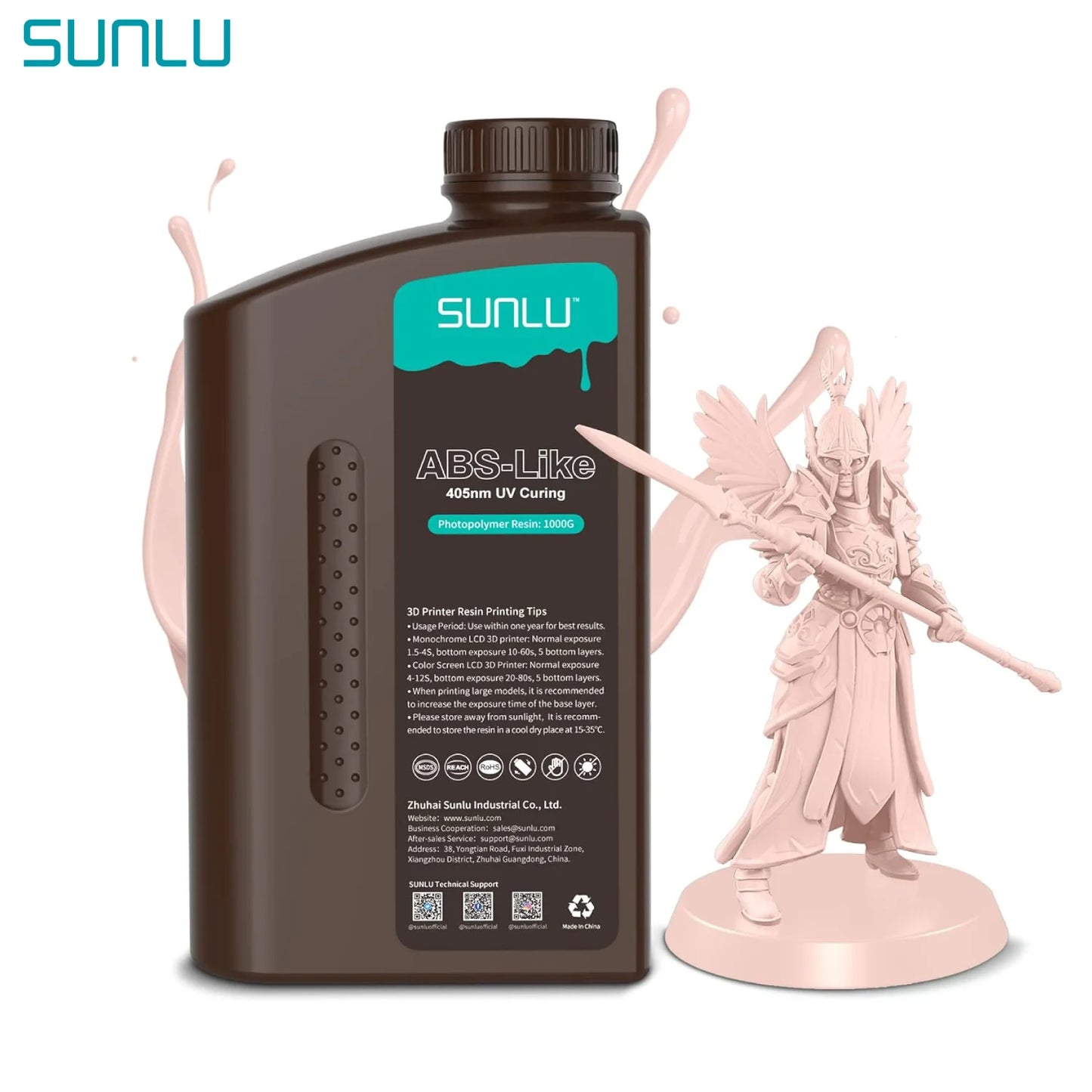 SUNLU ABS-Like UV Resin 1KG – Low Odor, High Strength, Smooth Surface (405nm)