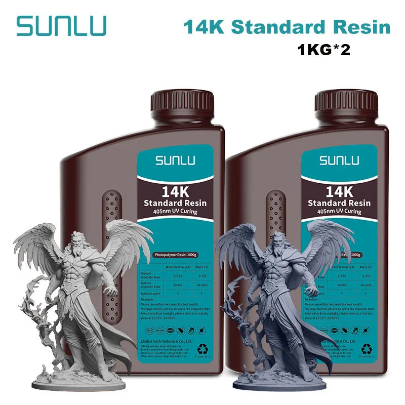 SUNLU 14K Standard Resin 405nm UV for LCD 3D Printers – 2KG Pack (1KG x 2 Bottles)