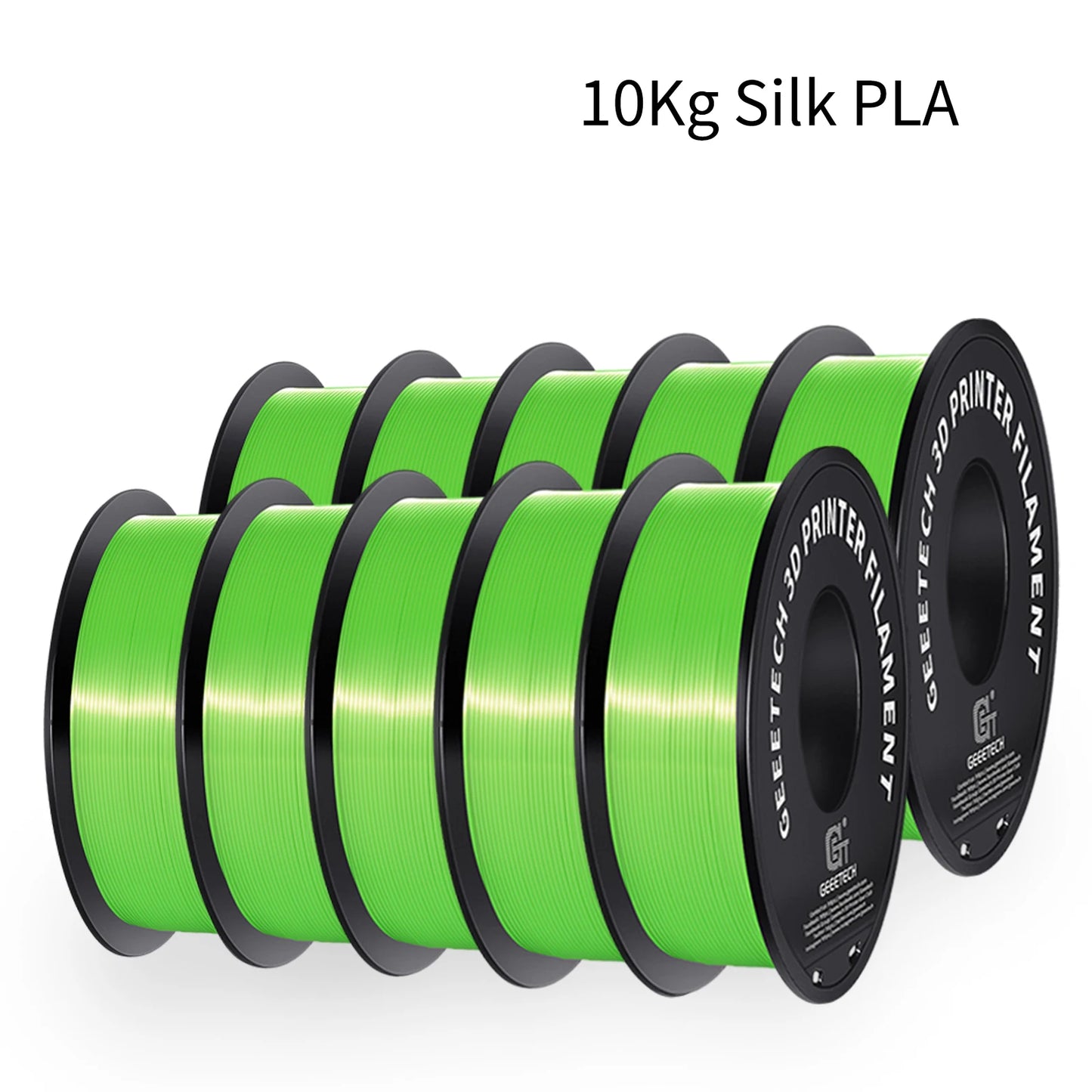 Geeetech Silk PLA Filament – 10KG Bulk Pack (10 × 1KG Spools, 1.75mm) – Glossy Finish for Decorative Prints