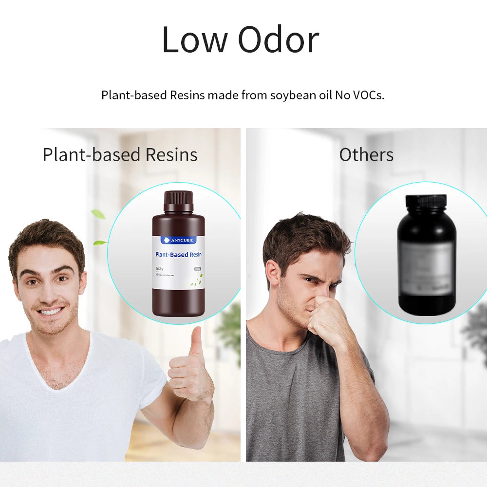 ANYCUBIC ECO UV Resin 1KG – 405nm Plant-Based Photopolymer for LCD 3D Printers (Low Odor, High Precision, Quick Curing)