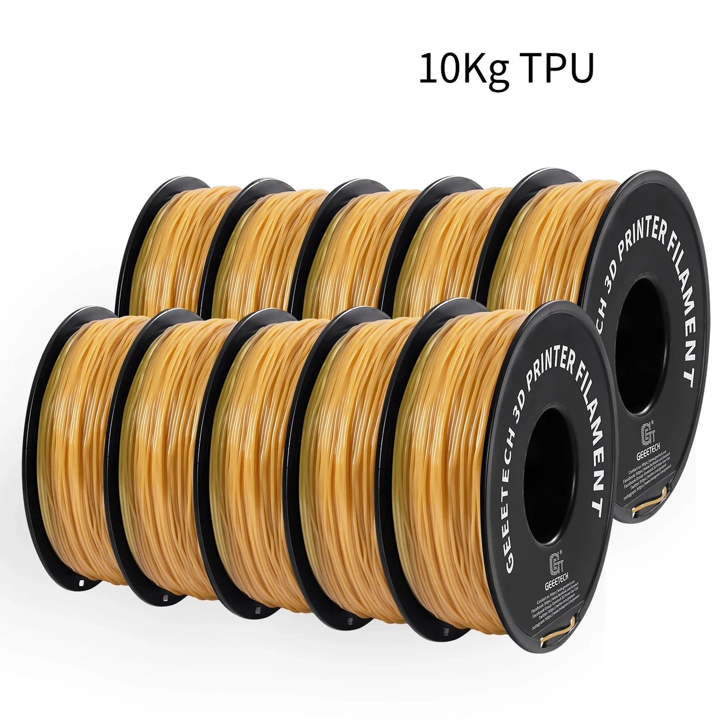 Geeetech TPU 3D Printer Filament – 10KG Bulk Pack (10 × 1KG Spools, 1.75mm) – Shore 95A, Flexible & Durable