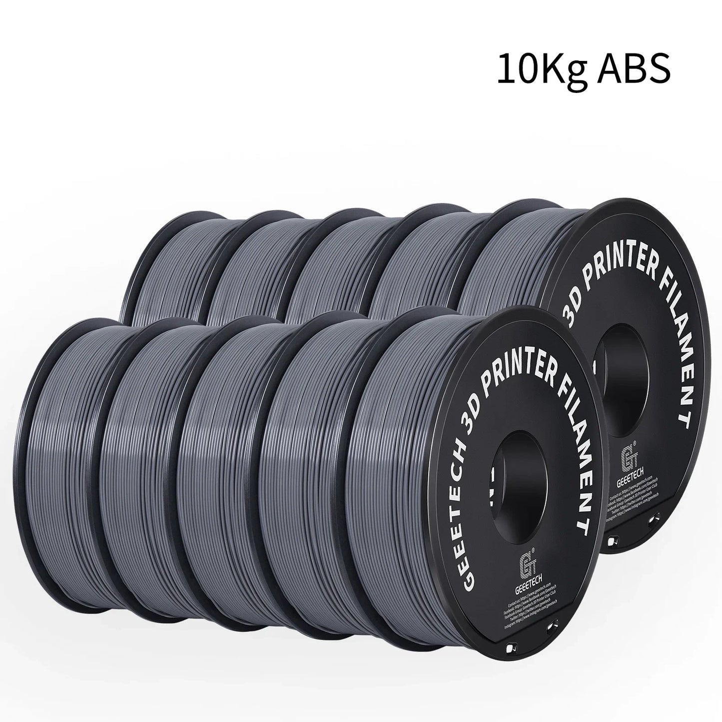 Geeetech ABS+ Filament – 10KG Bulk Pack (10 × 1KG Spools, 1.75mm) – Durable & Tangle-Free for Strong Prints