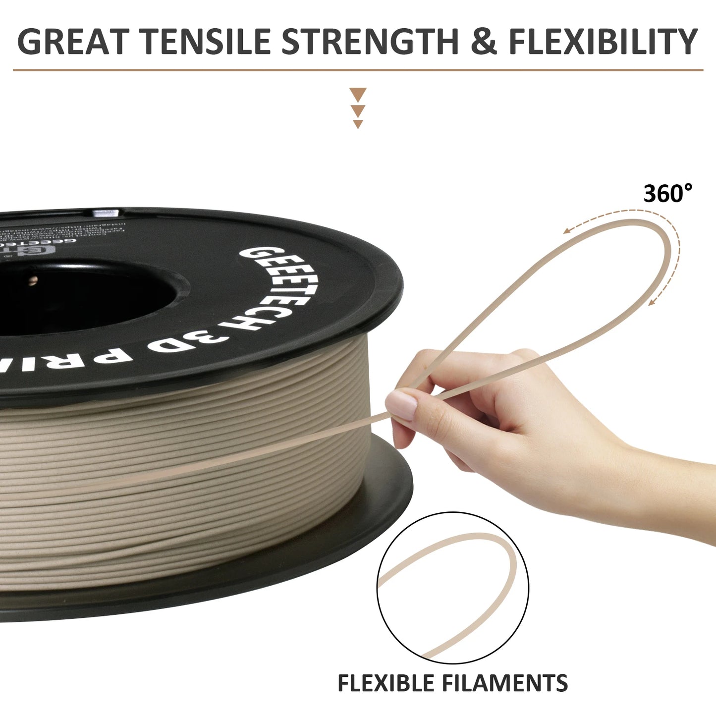 Geeetech Wood PLA Filament – 1.75mm, 1KG (2.2 lbs) Spool – Natural Wood Texture