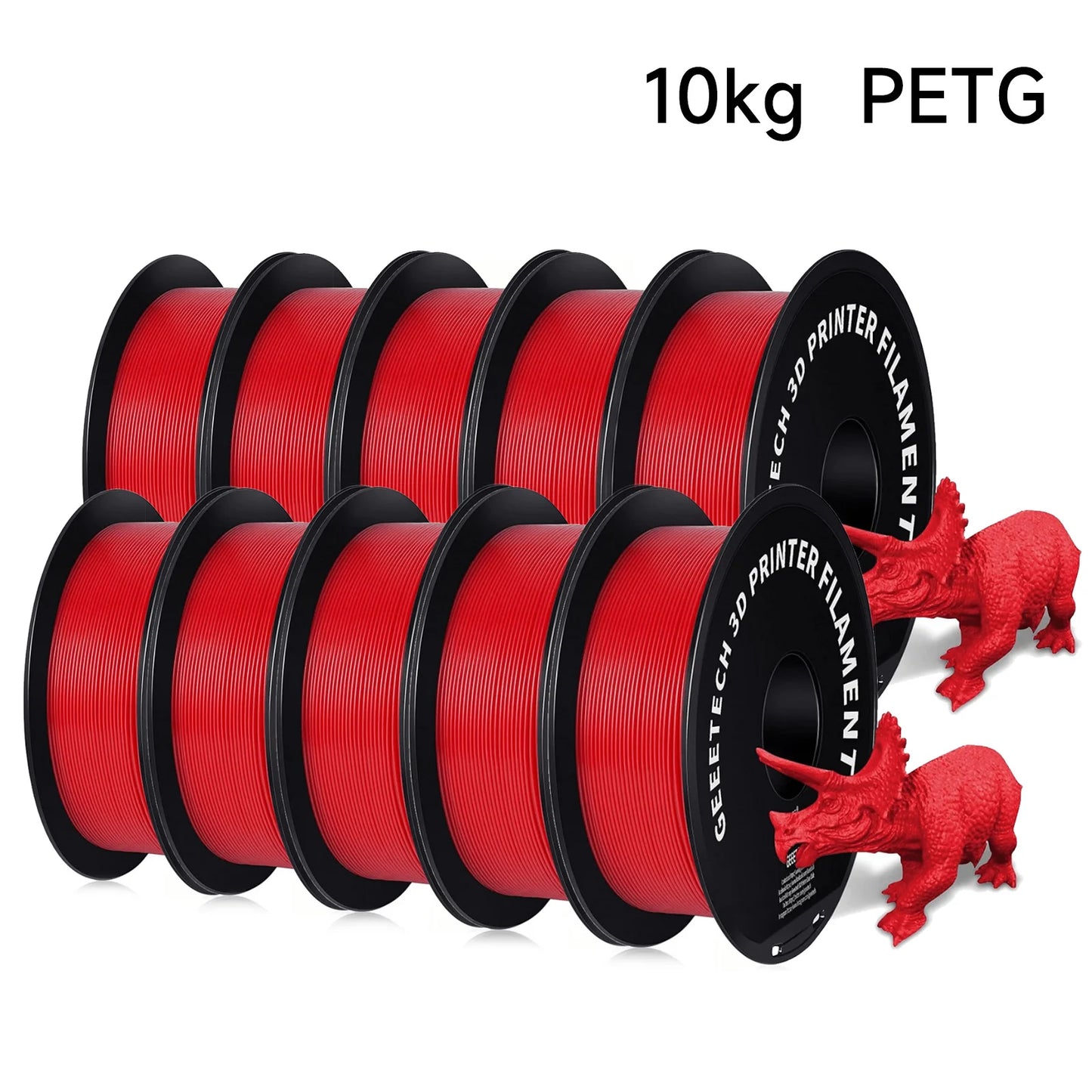 Geeetech PETG Filament – 10KG Bulk Pack (10 × 1KG Spools, 1.75mm) – Strong, Glossy & Warp-Resistant
