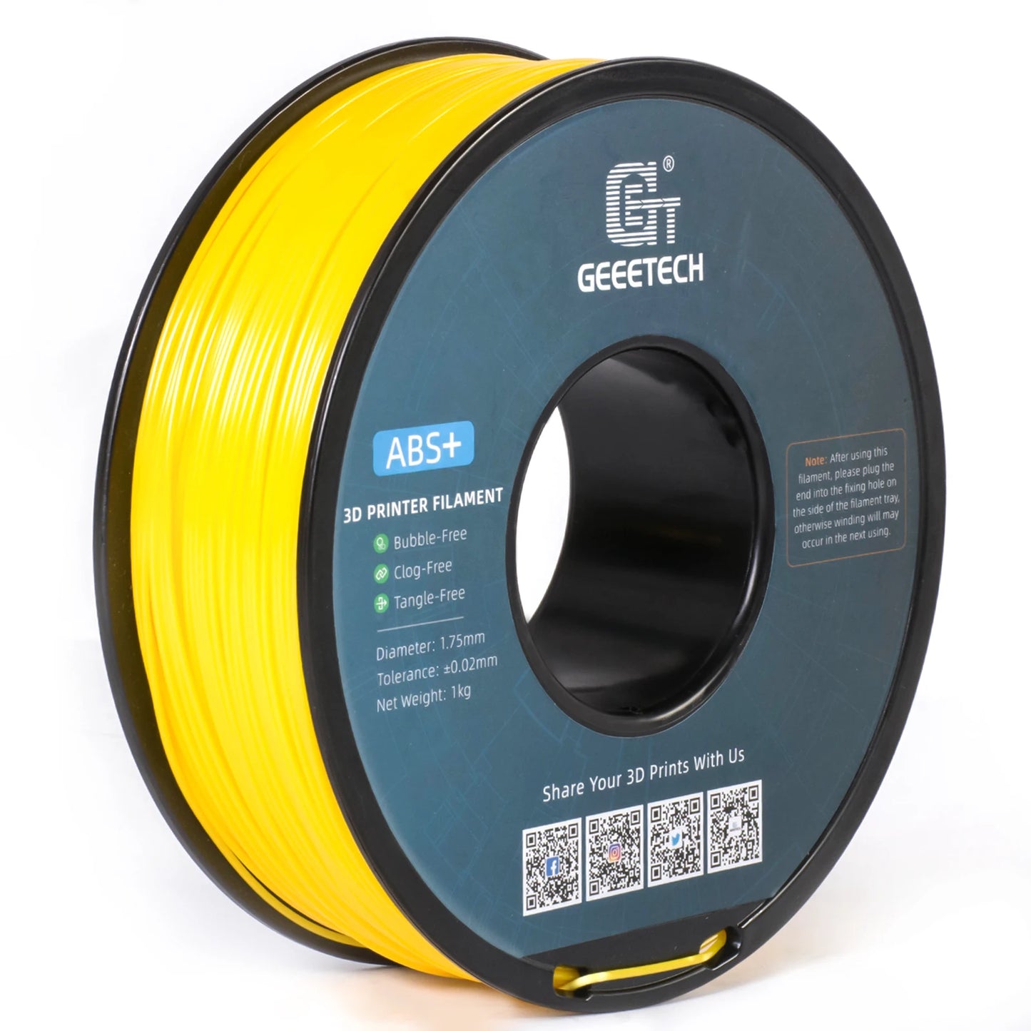 Geeetech ABS Filament – 1.75mm, 1KG (2.2 lbs) Spool – Tangle-Free & Durable