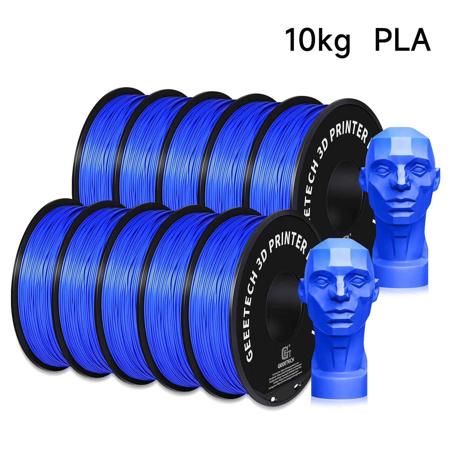 Geeetech Standard PLA Filament – 10KG Bulk Pack (10 × 1KG Spools, 1.75mm) – Tangle-Free, ±0.03mm Accuracy
