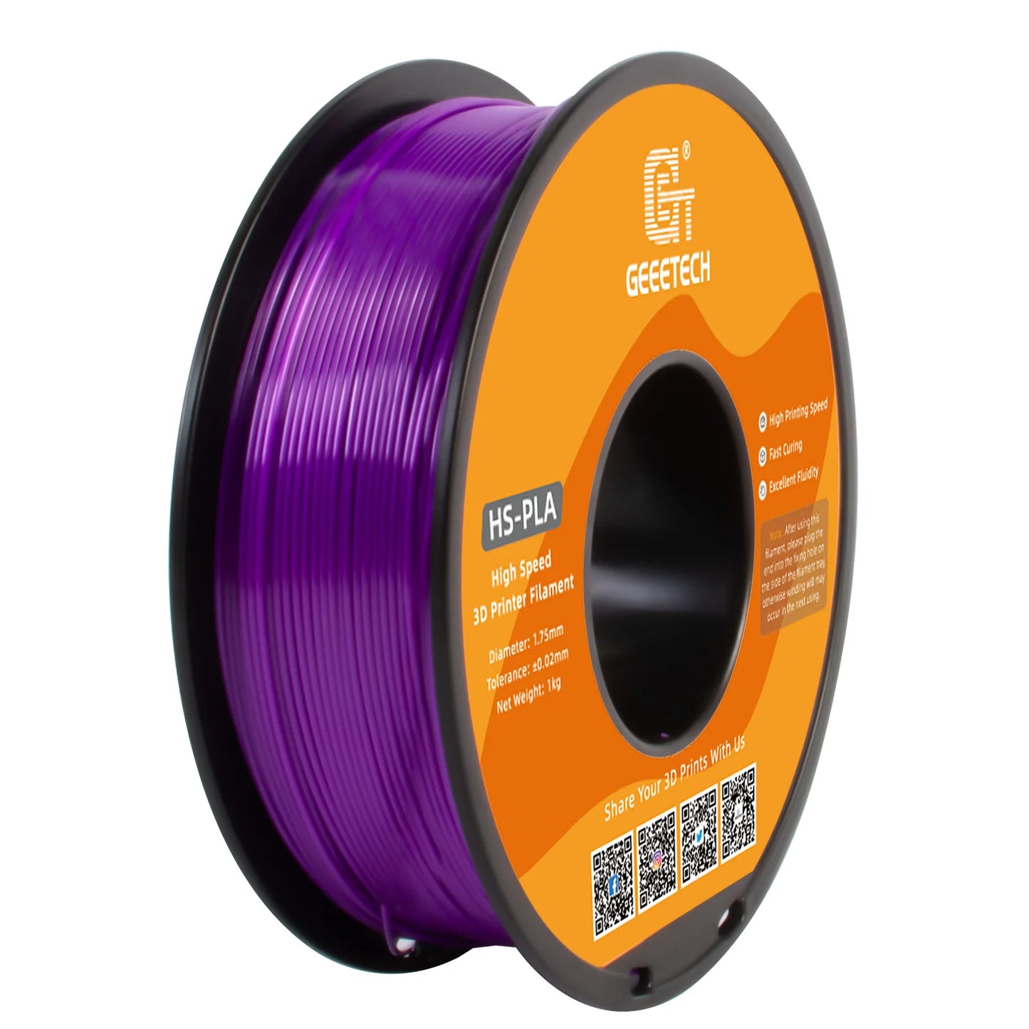 Geeetech HS-PLA High-Speed Filament – 1.75mm, 1KG (2.2 lbs) Spool – Fast Curing & Smooth Flow