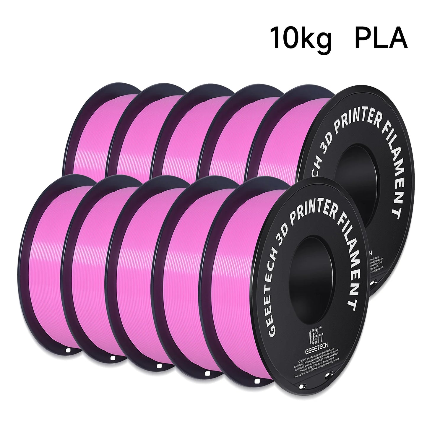 Geeetech Standard PLA Filament – 10KG Bulk Pack (10 × 1KG Spools, 1.75mm) – Tangle-Free, ±0.03mm Accuracy