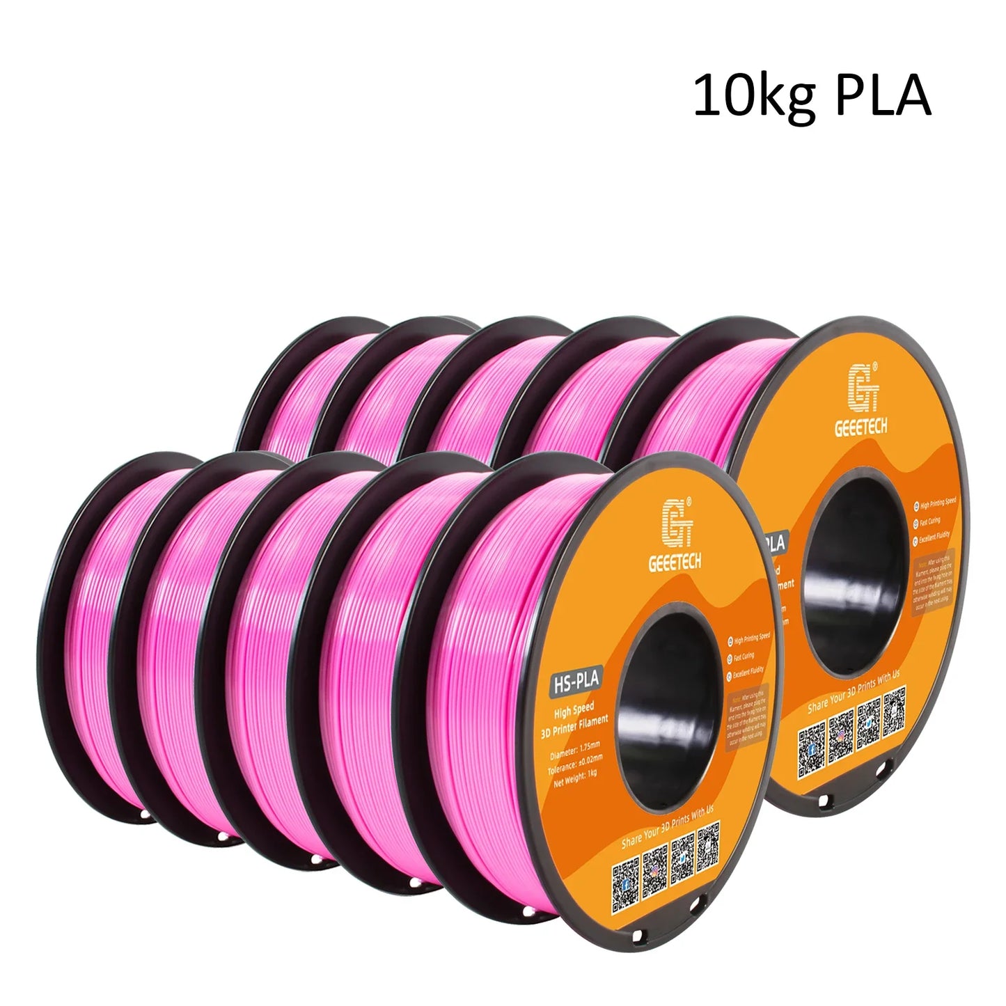 Geeetech High-Speed PLA Filament – 10KG Bulk Pack (10 × 1KG Spools, 1.75mm) – Fast Curing & Smooth Printing