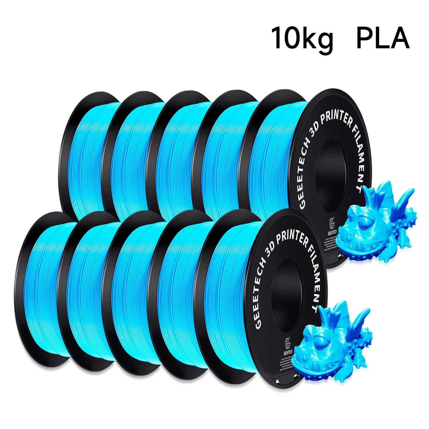Geeetech Standard PLA Filament – 10KG Bulk Pack (10 × 1KG Spools, 1.75mm) – Tangle-Free, ±0.03mm Accuracy