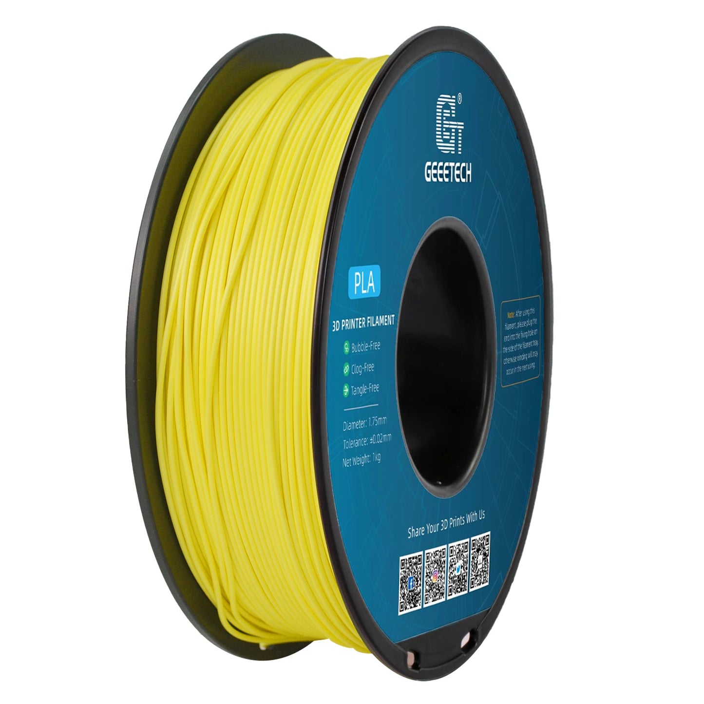 Geeetech Standard PLA Filament – 1.75mm, 1KG (2.2 lbs) Spool – ±0.03mm Accuracy