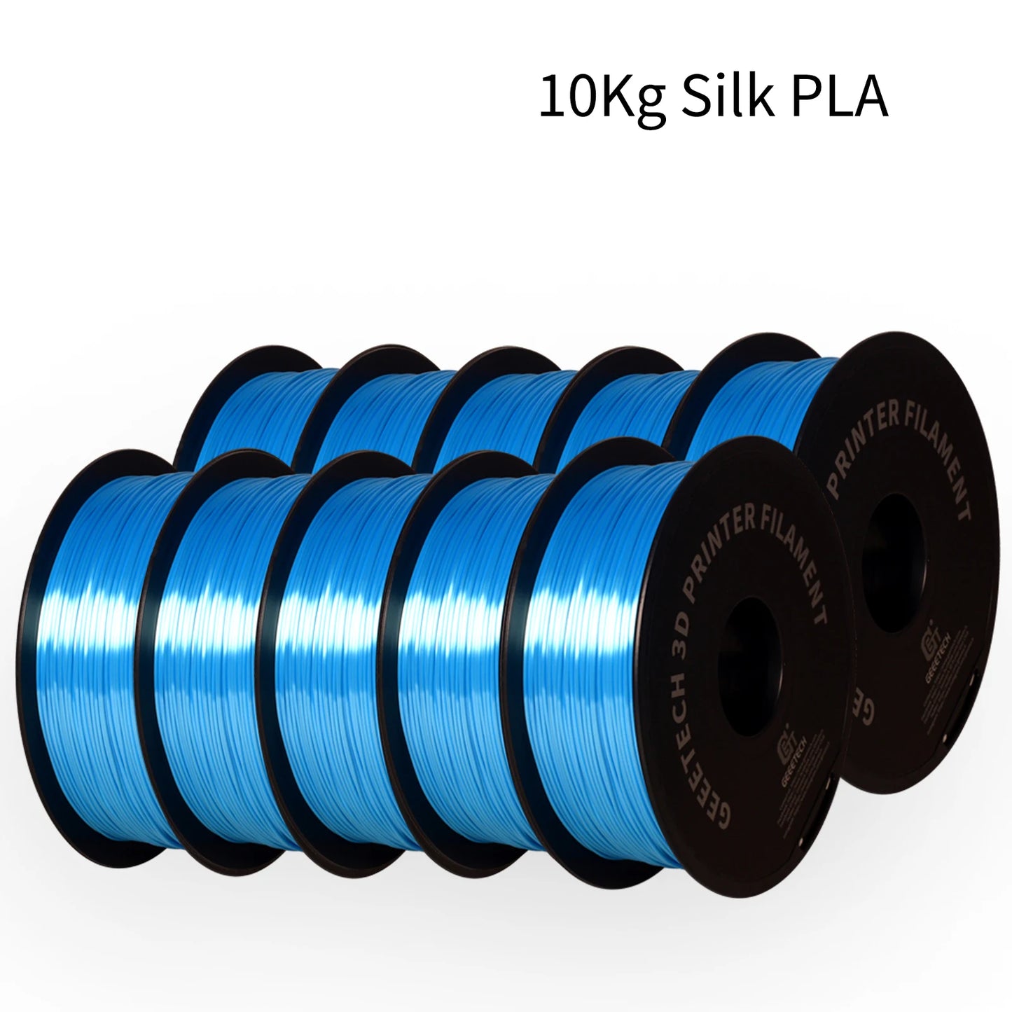 Geeetech Silk PLA Filament – 10KG Bulk Pack (10 × 1KG Spools, 1.75mm) – Glossy Finish for Decorative Prints