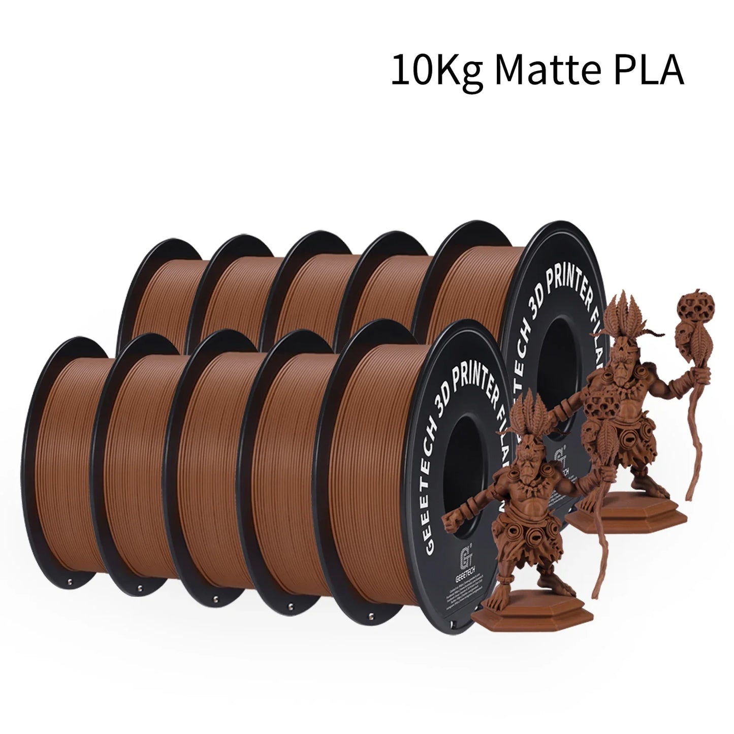 Geeetech Matte PLA Filament – 10KG Bulk Pack (10 × 1KG Spools, 1.75mm) – Smooth, Low-Gloss Finish