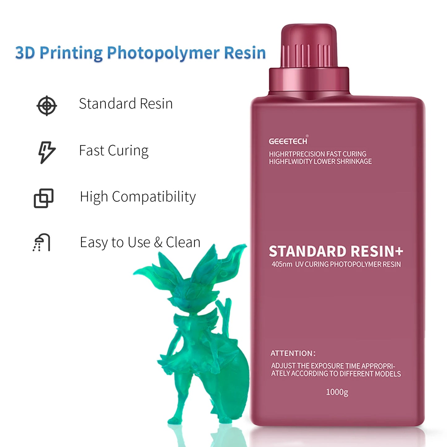 Geeetech 4K/8K LCD UV Resin – 405nm High Precision Photopolymer (1KG Bottle)