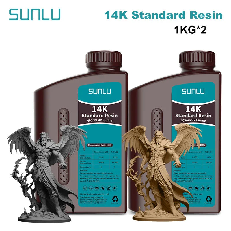 SUNLU 14K Standard Resin 405nm UV for LCD 3D Printers – 2KG Pack (1KG x 2 Bottles)