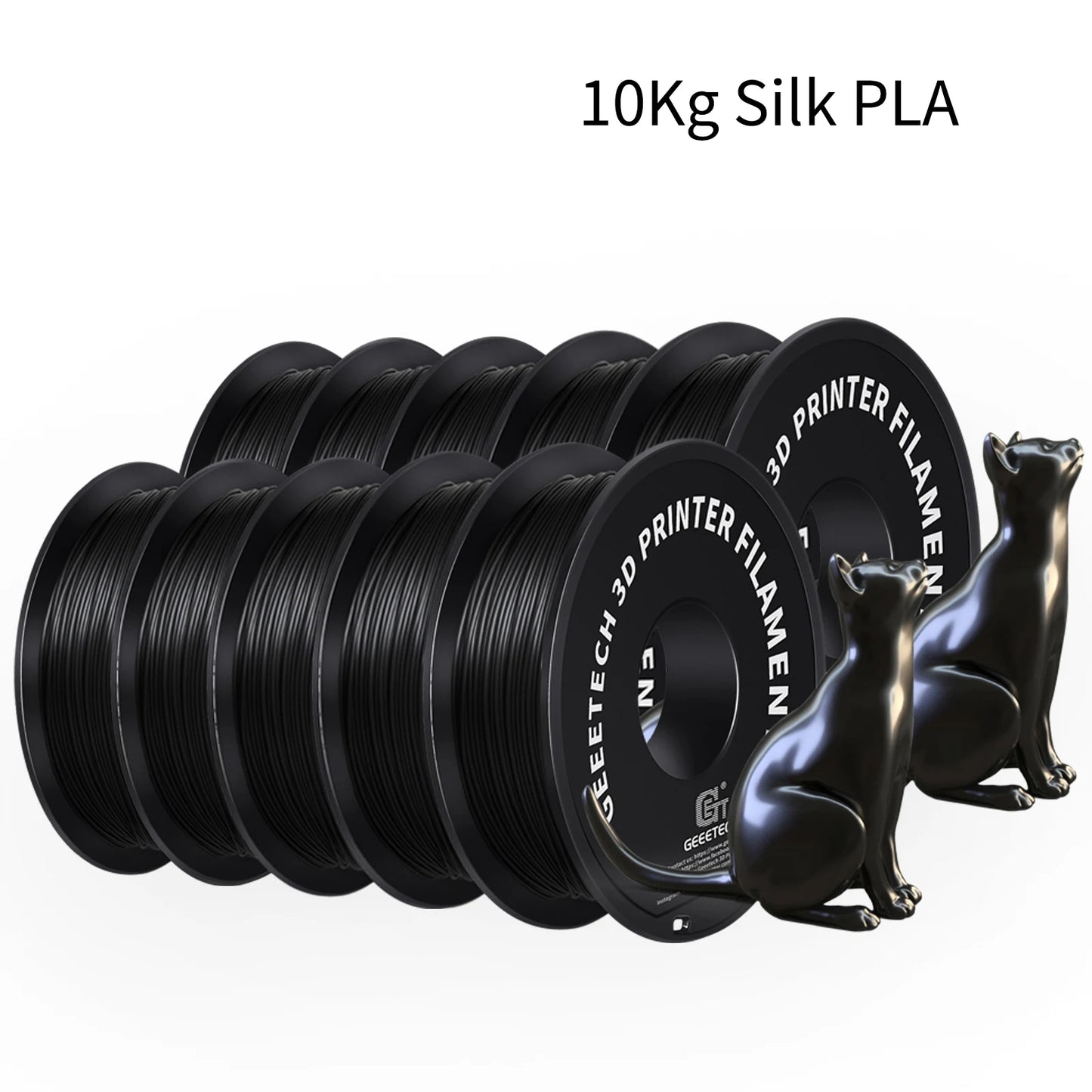 Geeetech Silk PLA Filament – 10KG Bulk Pack (10 × 1KG Spools, 1.75mm) – Glossy Finish for Decorative Prints