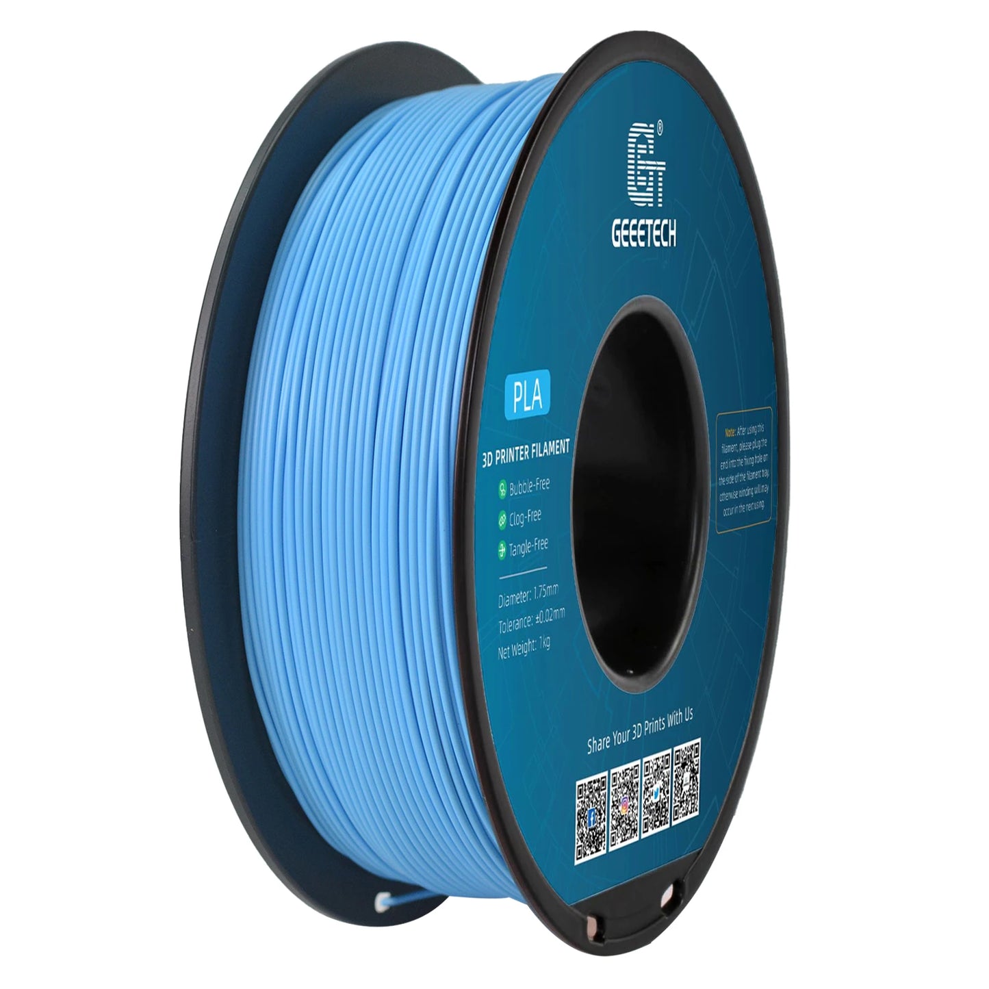 Geeetech Standard PLA Filament – 1.75mm, 1KG (2.2 lbs) Spool – ±0.03mm Accuracy