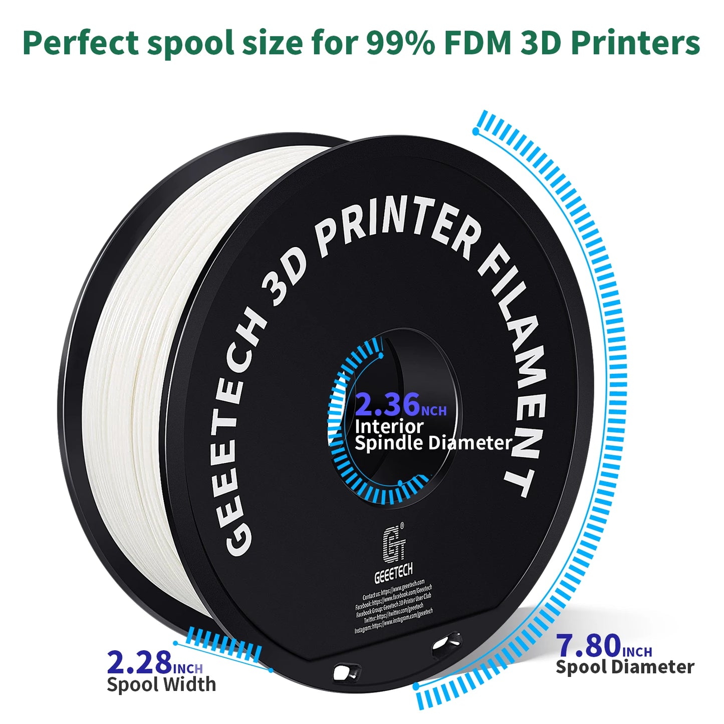 Geeetech ABS Filament – 1.75mm, 1KG (2.2 lbs) Spool – Tangle-Free & Durable