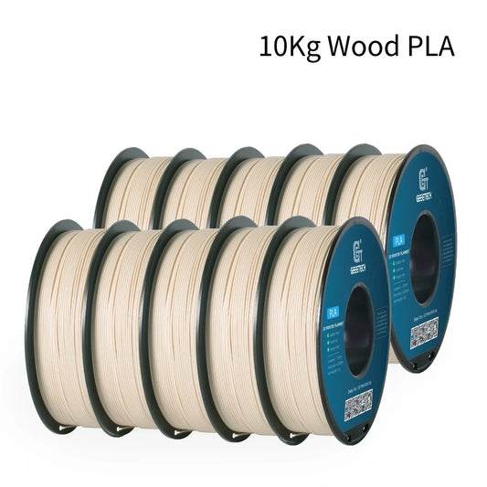 Geeetech Wood PLA Filament – 10KG Bulk Pack (10 × 1KG Spools, 1.75mm) – Natural Wood Texture for Realistic Prints