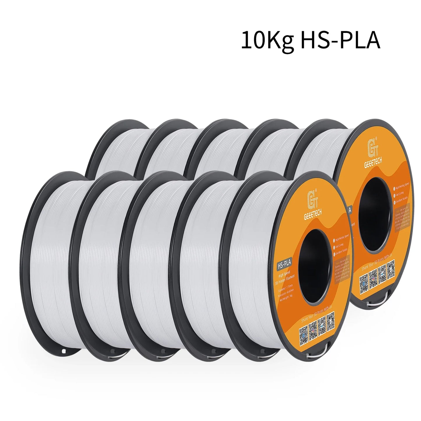 Geeetech High-Speed PLA Filament – 10KG Bulk Pack (10 × 1KG Spools, 1.75mm) – Fast Curing & Smooth Printing
