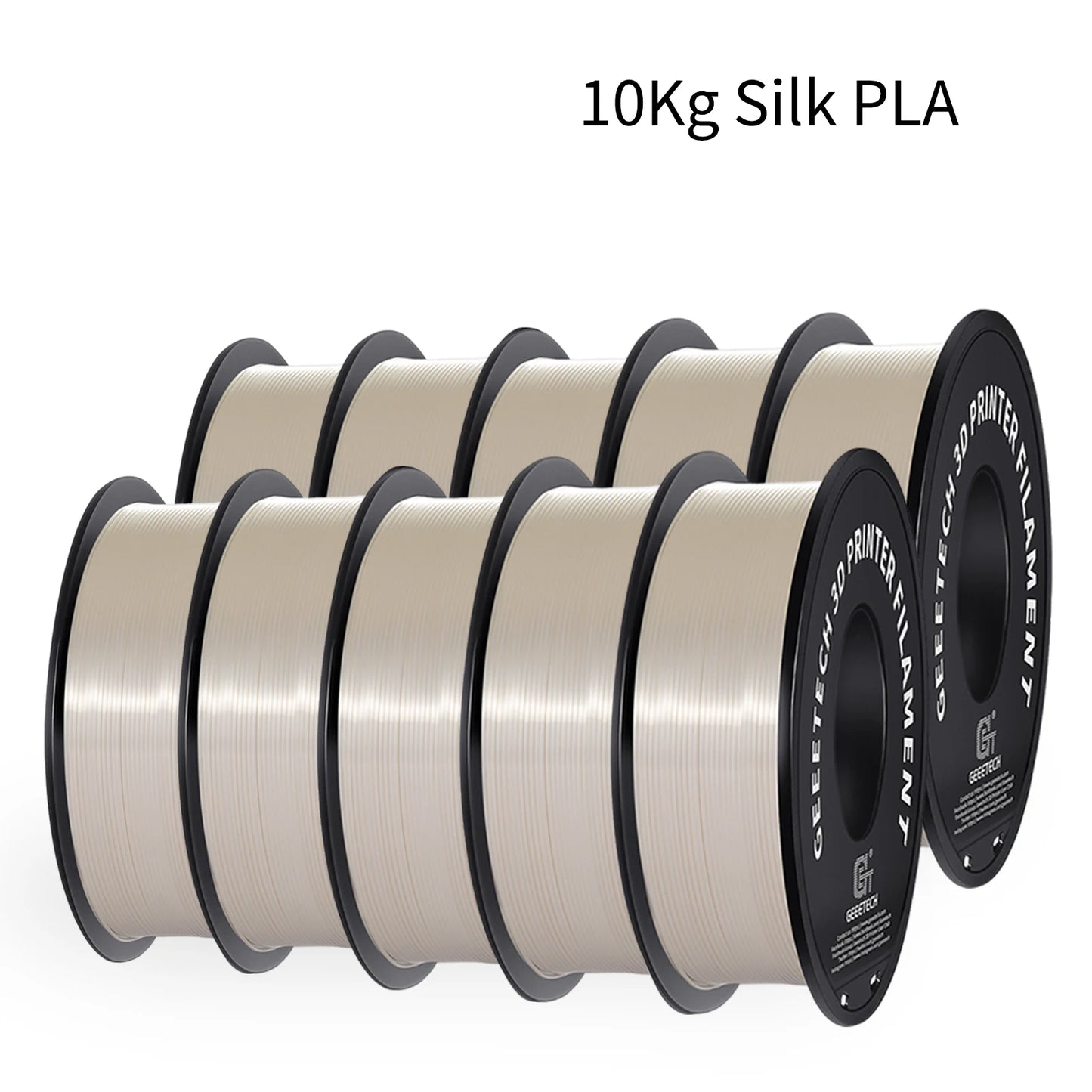 Geeetech Silk PLA Filament – 10KG Bulk Pack (10 × 1KG Spools, 1.75mm) – Glossy Finish for Decorative Prints