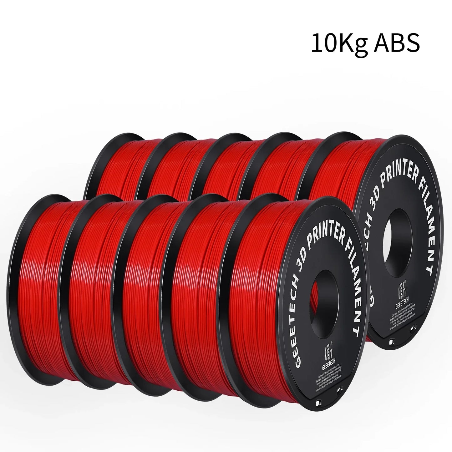 Geeetech ABS+ Filament – 10KG Bulk Pack (10 × 1KG Spools, 1.75mm) – Durable & Tangle-Free for Strong Prints
