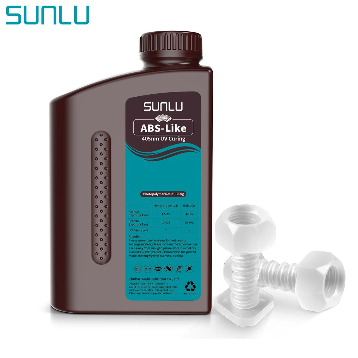 SUNLU ABS-Like UV Resin 1KG – Low Odor, High Strength, Smooth Surface (405nm)