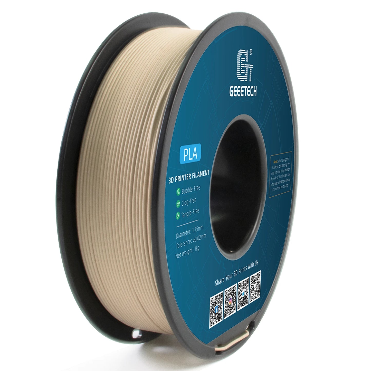 Geeetech Wood PLA Filament – 1.75mm, 1KG (2.2 lbs) Spool – Natural Wood Texture