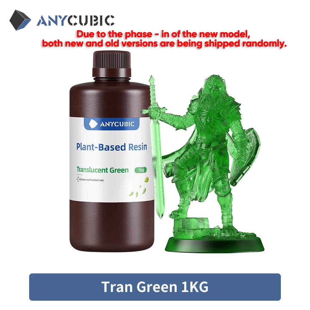 ANYCUBIC ECO UV Resin 1KG – 405nm Plant-Based Photopolymer for LCD 3D Printers (Low Odor, High Precision, Quick Curing)