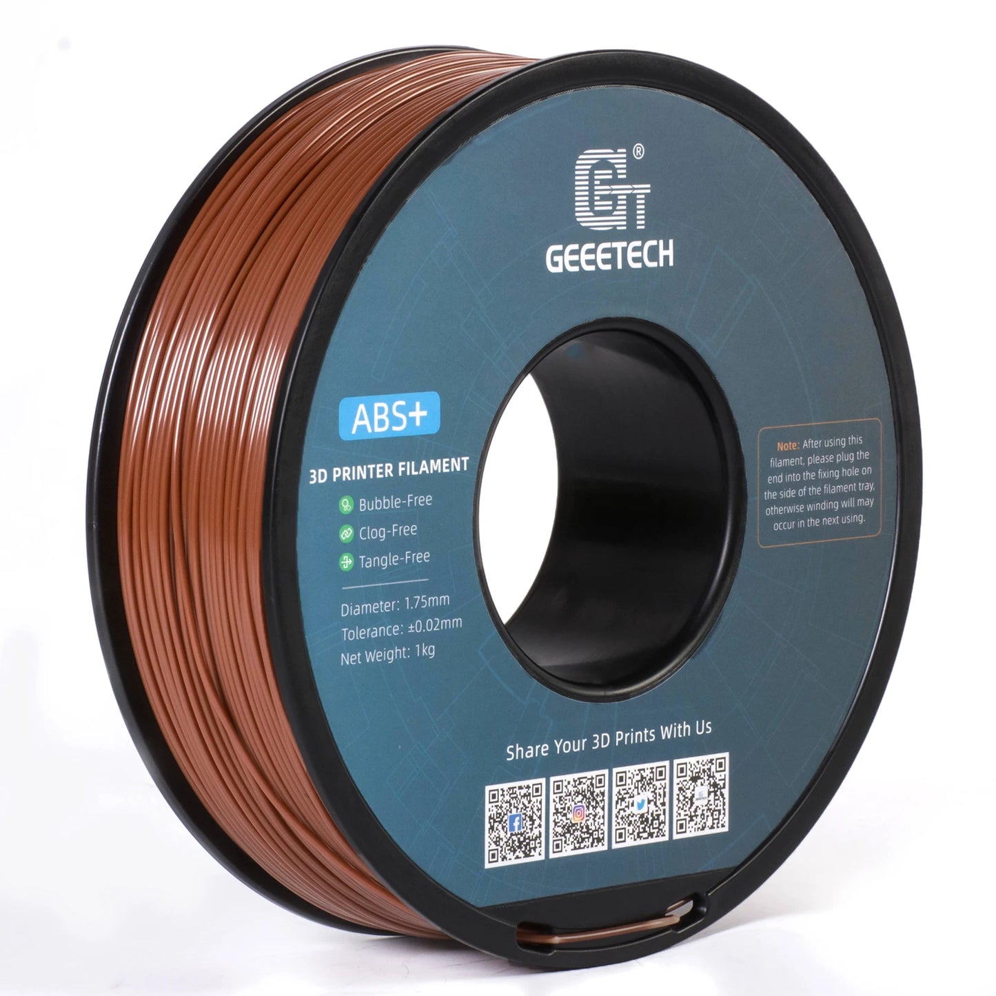 Geeetech ABS Filament – 1.75mm, 1KG (2.2 lbs) Spool – Tangle-Free & Durable