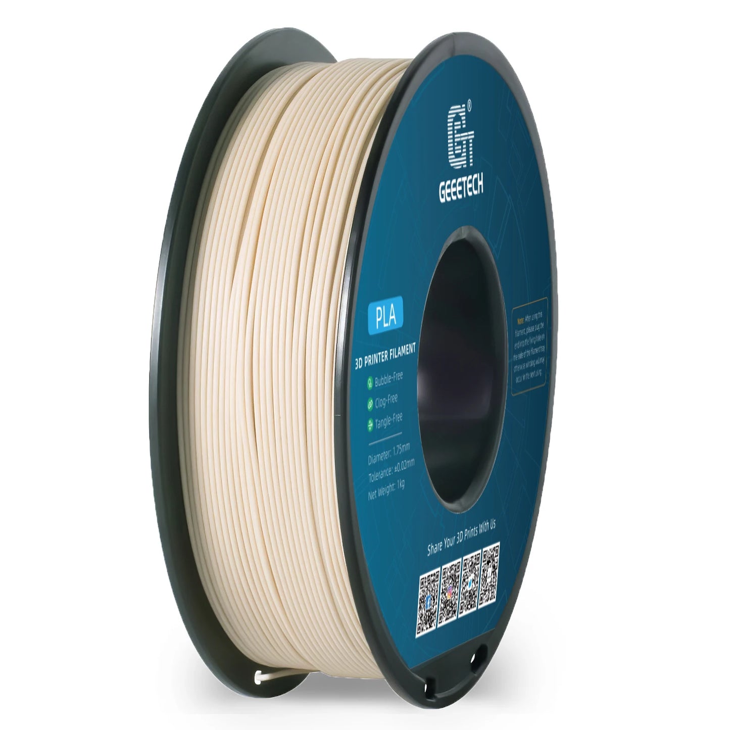 Geeetech Wood PLA Filament – 1.75mm, 1KG (2.2 lbs) Spool – Natural Wood Texture