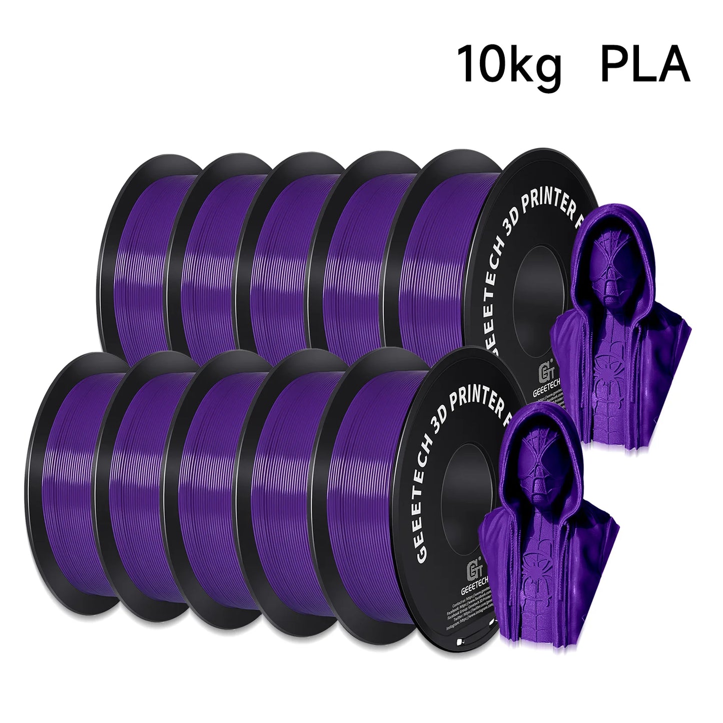 Geeetech Standard PLA Filament – 10KG Bulk Pack (10 × 1KG Spools, 1.75mm) – Tangle-Free, ±0.03mm Accuracy