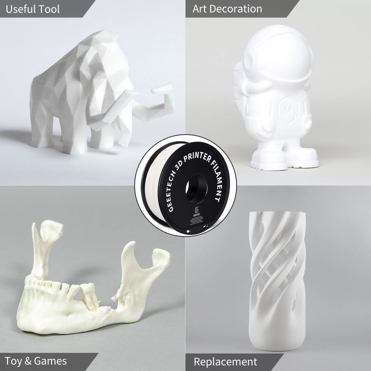 Geeetech ABS Filament – 1.75mm, 1KG (2.2 lbs) Spool – Tangle-Free & Durable