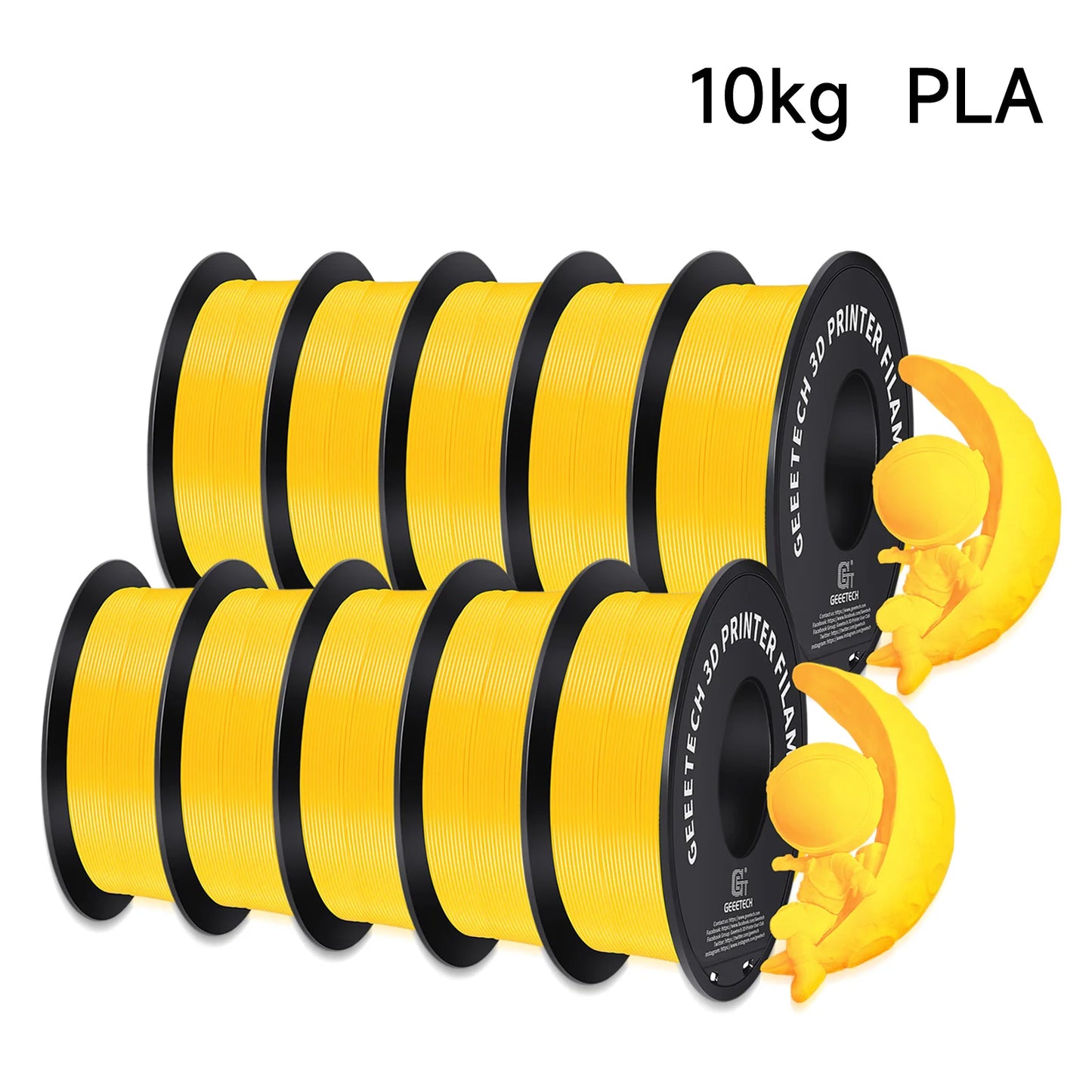 Geeetech Standard PLA Filament – 10KG Bulk Pack (10 × 1KG Spools, 1.75mm) – Tangle-Free, ±0.03mm Accuracy