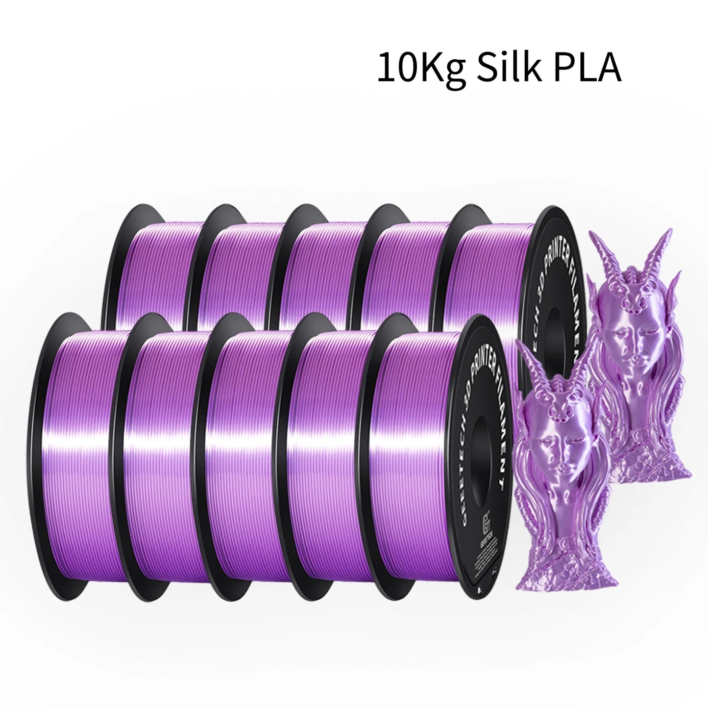 Geeetech Silk PLA Filament – 10KG Bulk Pack (10 × 1KG Spools, 1.75mm) – Glossy Finish for Decorative Prints